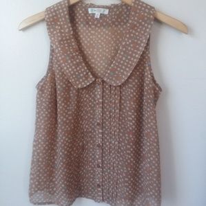 Sheer Polka Dot Button Down Size M